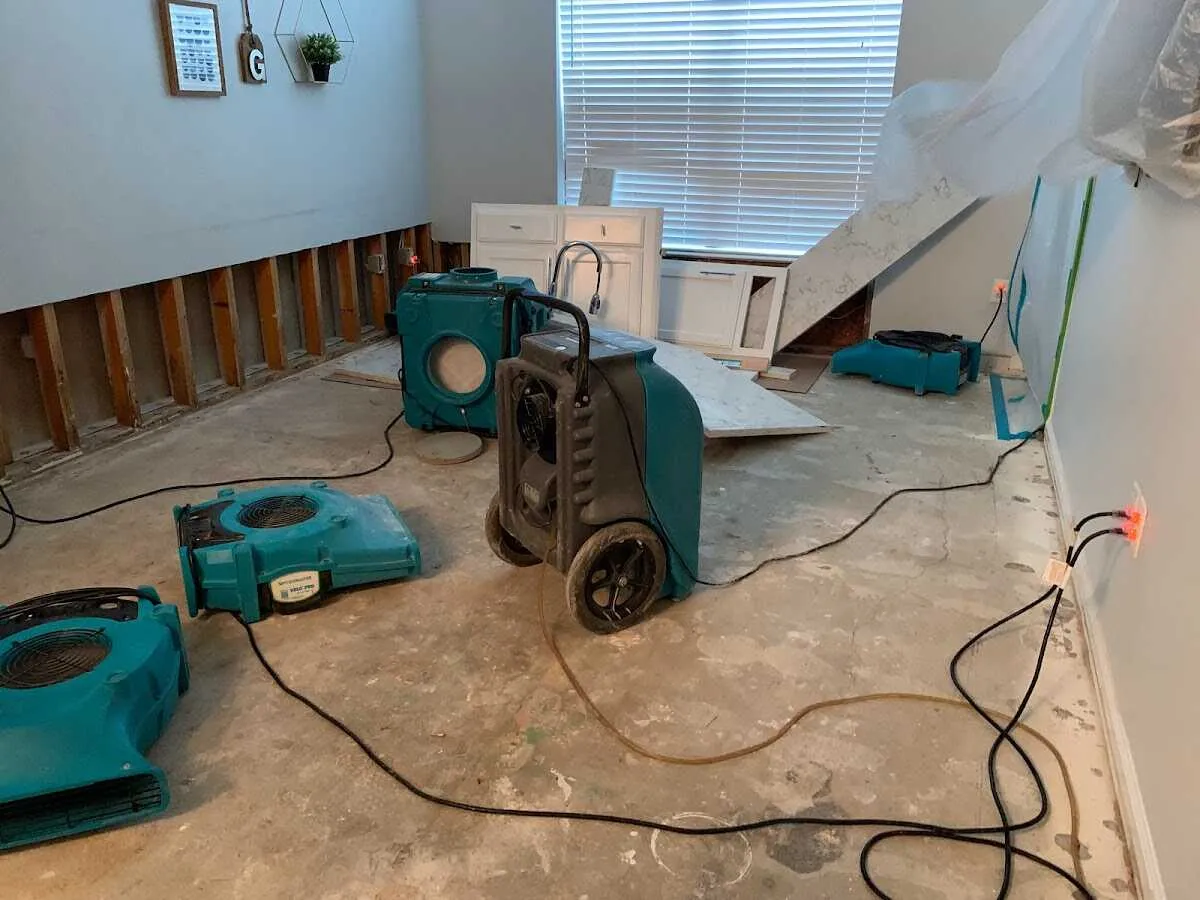 Dehumidifier in flood-cut room for Water Damage Restoration in Pawling
